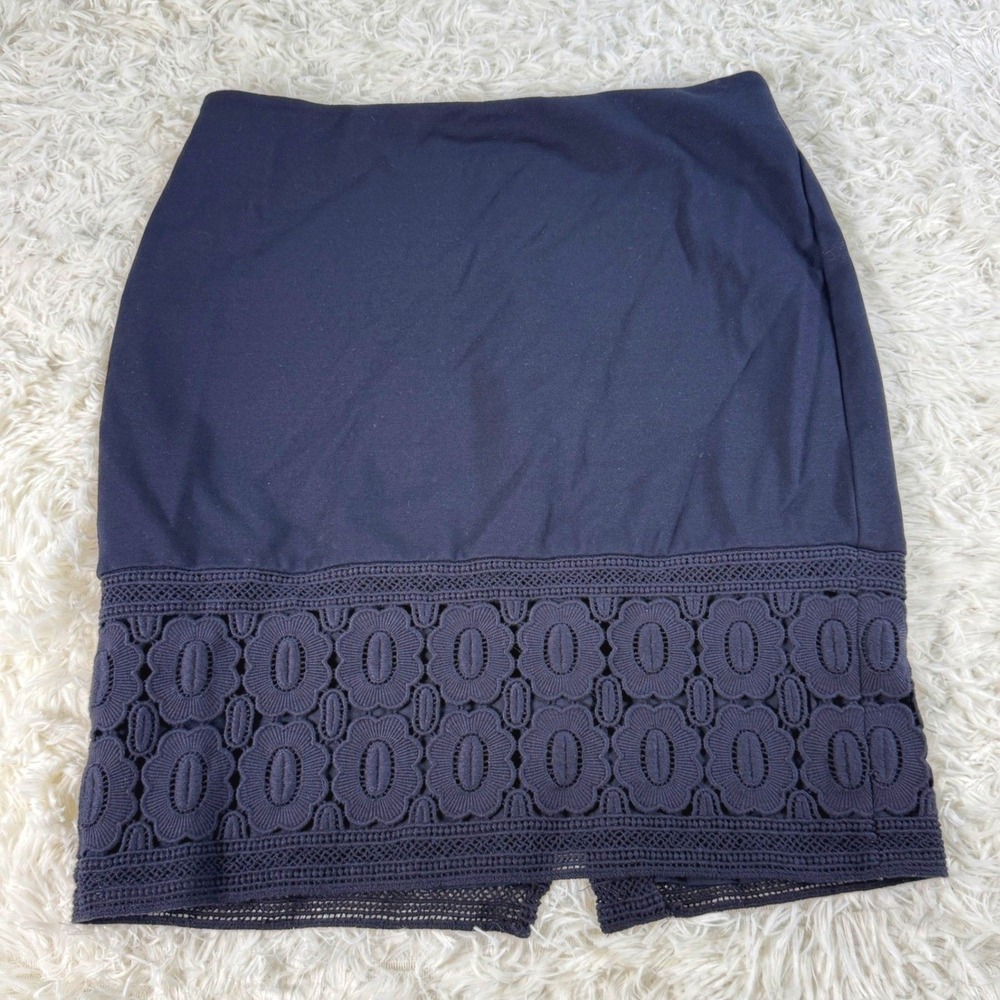 Talbots Petites Navy Blue Lace Trim Pencil Skirt 6P Dressy Workwear Corpcore‎